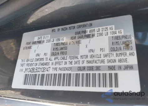 2012 Mazda Mazda5 Sport z USA, uszkodzony, nr VIN JM1CW2BL5C0108147